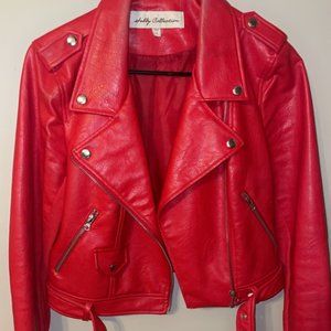 Red Faux Leather Jacket